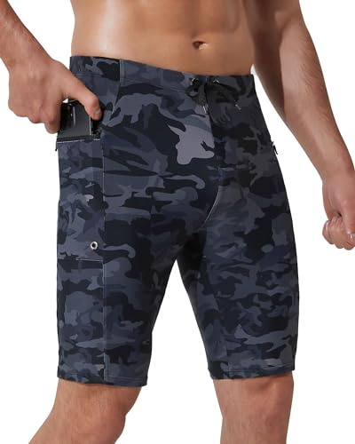 Arcweg Maillot de Bain Homme Sport Long Boxer de Natation pour Homme avec Cordon de Serrage Réglable pour Plage Sport Natation Plongée Camouflage S(EU)