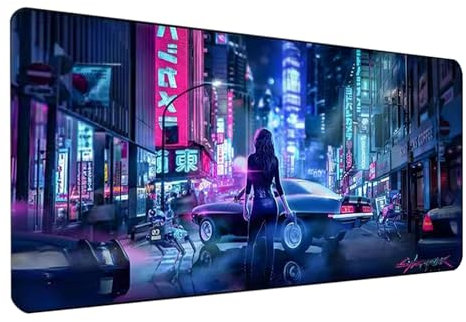 LMTPEIJIAN Cyberpunk 2077 XXL Tapis de souris de jeu – Grand tapis de bureau 900 x 400 cm – Étanche et antidérapant (Cyberpunk A11)