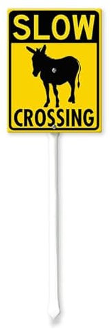 Geroclonup Langsames Schild mit Eselüberquerung, 17,5 x 22 cm, Hof-Dekoration, rostfreies Aluminiumschild für Hof, Garten, Rasen, Straße, Outdoor