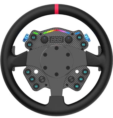 Cammus Racing Simulator Steering wheel C12, leather steering wheel cover + multi-function operating buttons, true force feedback, magnetic shift rocker, PC-black