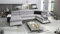 All4All Ecksofa mit Schlaffunktion Margo VI 360x221 cm - Schlafsofa mit Bettkasten - Wohnlandschaft in U-Form - XXL Sofa - Seite Links - Gewebe mit Kunstleder - Hellgrau/Weiß - Modern 26
