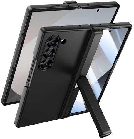Doeshine Coque pour Samsung Galaxy Z Fold 6 avec Support, [Protecteur D'écran Verre Trempé] [Protection Contre Les Charnières], Protection Robuste Qualité Militaire Etui Housse Case Cover 2024 (Noir)