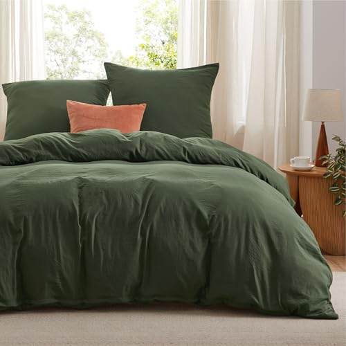 BEDSURE Bettwäsche-Set 200 × 200 cm, 3-teilig, Oeko-Tex, Olivgrün