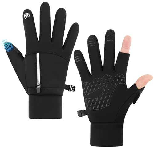 TOKIISHE Thermohandschuhe Winter Herren, Wasserdichte Fahrradhandschuhe Anti-Rutsch Touchscreen Warme Handschuhe für Laufen Wandern Radfahren