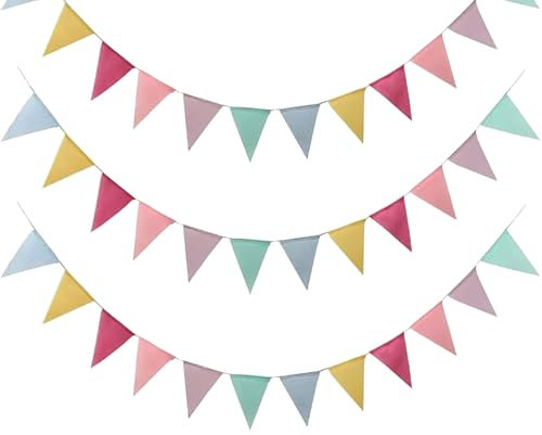 3-Stück Girlande Outdoor Wimpelketten,Wimpel Girlande,Wimpelkette Outdoor Wetterfest,Wimpelgirlande Stoff,Girlanden Outdoor Wimpelkette Mehrfarbig,Wimpelkette Geburtstag,Regenbogen Gartenparty Deko