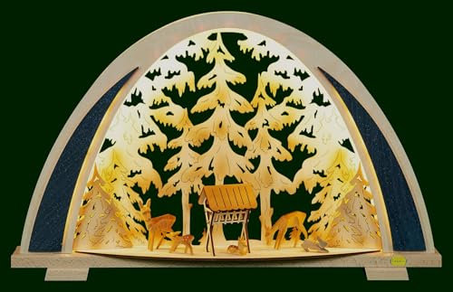 LED Schwibbogen 53cm New Line Rehe geschnitzt Exclusiv - Handwerkskunst aus dem Erzgebirge