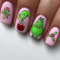 TELAIN Weihnachten Press-on Nägel, Kurze Quadratische Künstliche, Rosa mit Cartoon Grünes Monster und Zuckerstangen-Design, Winter Falsche für Frauen und Mädchen