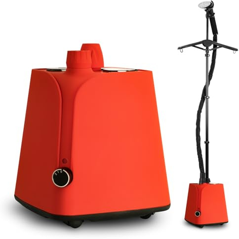FARMLULU Colorful Standing Garment Steamer for Clothes, 2000W Professional Hanging Clothing Steamer with Stand, Commercial Cloth Fabric Steamers with 1.8L Water Tank for 45min Steaming, Orange