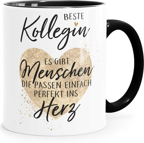 SpecialMe® Kaffee-Tasse Beste Kollegin Herz Geschenkidee Arbeitskollegin Bürotasse Weiss-innen-schwarz standard