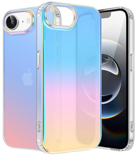 ÁRBOLORO Hülle für iPhone 16e 6,1 Zoll, Irisierend Farbverlauf Handyhülle Stoßfeste Kratzfest Holografisch Case Regenbogen Farbwechsel Effekt Matt Bunt Schutzhülle für Frauen und Mädchen