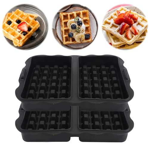 Juego de 2 moldes para Waffles para Ninja – Accesorio para freidora de Aire de Silicona Reutilizable, Compatible con Ninja AF400EU, AF451EU, SL400EU, AF500DE – Molde para Waffles