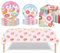 JUNBAOYYDS Donuts Vajilla Fiesta, Platos de Vajilla de Fiesta Temática Postre Rosa,para fiestas, cumpleaños infantiles, vajilla de cartón, vasos de pape
