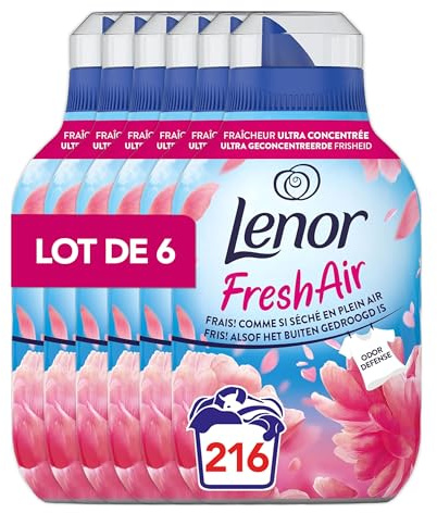 Lenor Fresh Air Weichspüler Blütengärten, 216 Waschgänge (6 x 36 Waschladungen), Ultra konzentrierte Frische