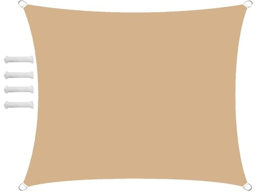 Sonnensegel Wasserdicht Rechteckig 1.5x4m Sonnensegel Balkon Sonnenschutz 95% UV Schutz Windschutz für Balkon Garten,mit Ösen und Befestigungsseile Beige