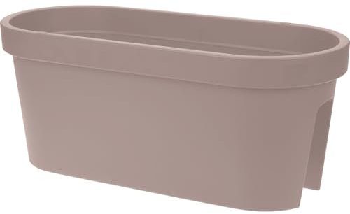 Decor Space Vaso balconiera, fioriera da balcone rettangolare per ringhiera in resina da esterno per fiori e piante (Taupe, 60 cm)
