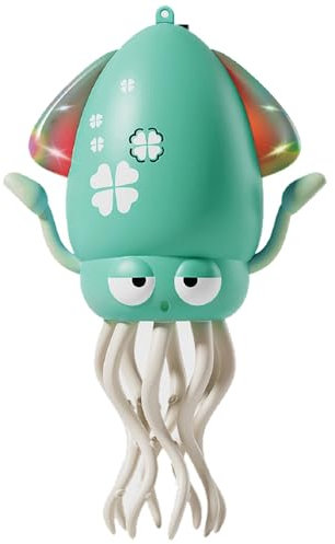 KJIXYUNG Juguete Pulpo Bailarín y Gateador con Luces LED y Música - Juguete Musical Interactivo con Balanceo Automático, Divertido Regalo de Cumpleaños (Cian)