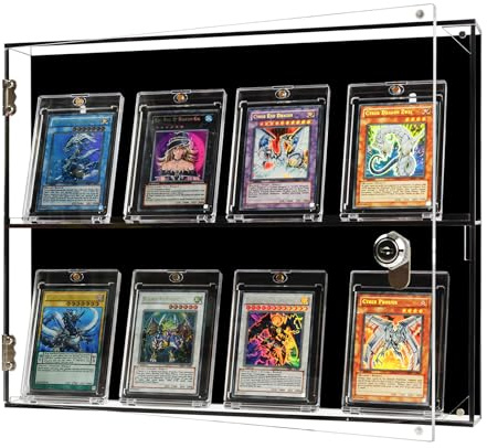 Baseballkarten Vitrine, 2-Schicht Acryl abgestufte Karten-Display-Rahmen abschließbar, Sammelkarten-Display mit UV-Schutz, Wandvitrine für Baseballkarten, Fußballkarten, Sportkarten, Pokemon Karten