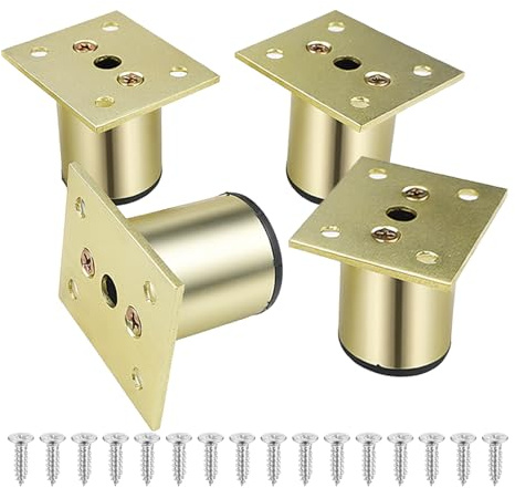 XxinXrong Lot de 4 pieds de meubles réglables en hauteur en aluminium - Plage de réglage de 5 cm - Pieds d'armoire, de lit, de table, de canapé, de chaise, pour meubles tels que armoire, lit, canapé