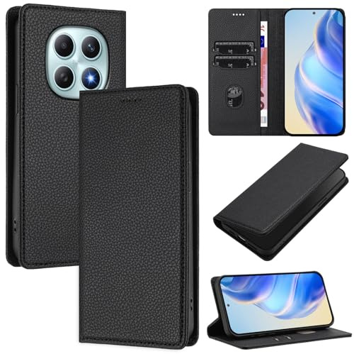XINYEXIN Leder Hülle für Xiaomi Redmi Note 15 5G/4G / Poco M8 5G, PU Lederhülle Klapphülle mit Kartenfach Tasche Ständer Magnet Folio Handy Schutzhülle - Schwarz