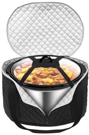 Slow Cooker Carrying Case Compatible with 6-8 Quart Carrier for Hot Food and Beach Slow Cooker Tote with Lid for Dust Cover Appliances