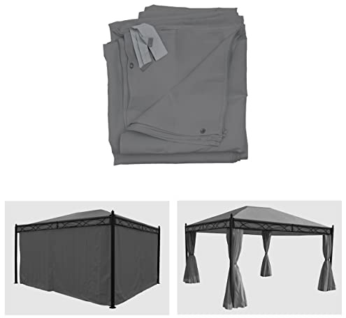 Mendler 4er-Set Seitenwand für Pergola Cadiz-AM, Polyester - grau | Ersatzseitenwand Pavillon, 4x3m