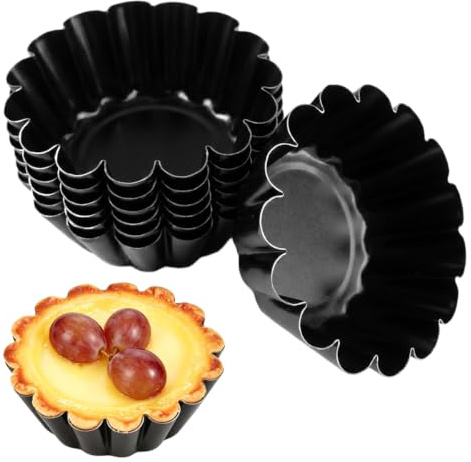 16 Piezas Moldes Mini Tartaletas Acero Carbono, Molde de Tarta de Huevo | Antiadherentes Moldes para Tartaletas Individuales, para Pudding, Tarta, Cupcake, Muffin