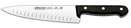 Arcos Serie Universal - Cuchillo Cocinero - Hoja de Acero Inoxidable NITRUM 200 mm con alveolos - Mango de Polioximetileno (POM) Color Negro