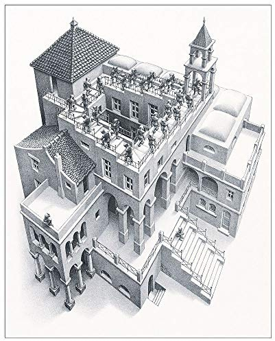 Artopweb TW15563 Escher - Ascending and Descending, 1960 Dekorative Paneele, MDF, Multifarbiert, 41x52 Cm