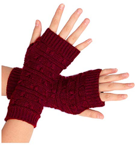 Amorar Winterhandschuhe Pluswärmer Mode Lange Fingerlose Handschuhe Fäustlinge Stricken Armstulpen Handwärmer Stulpen Armmanschette Daumenloch für Damen