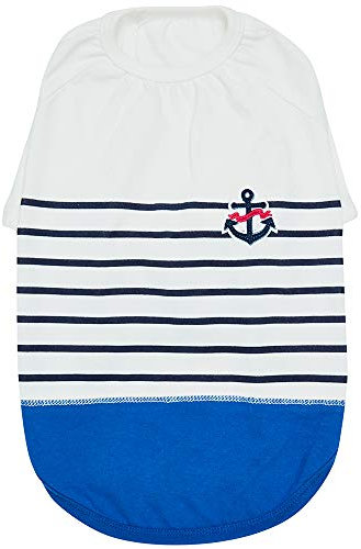 Blueberry Pet Weiches und bequemes Hunde-T-Shirt aus Baumwolle in blauen Streifen, Meeresliebhaber-Shirt Tank Top Kleidung, Rückenlänge 50,8 cm, für große Hunde