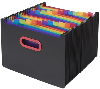 Snopake A4 Rainbow and Black Desk Expander/Organiser 24-Part [Pack of 1] Ref: 15852
