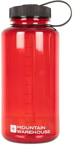 Mountain Warehouse BPA Free 1L Plastic Bottle - Leakproof Screw Top Lid Water Bottle Active Red