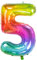 Folat 63245 Folienballon Yummy Gummy Rainbow Ziffer/Zahl 5-86 cm, Mehrfarbig