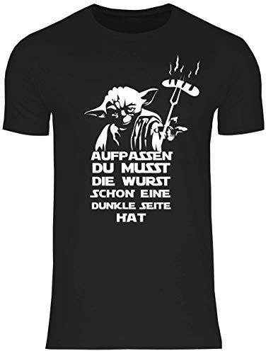 wowshirt Herren T-Shirt Grill-Schürze Grillen Griller BBQ Grillmeister Wurst Steak Barbecue, Größe:M, Farbe:d1870