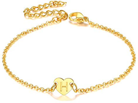 FaithHeart Herz Armband Damen mit Buchstabe H Edelstahl Mädchen Armbändchen mit Schmuckbox für Weihanchten Geburtstag