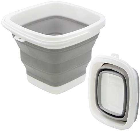 TOSSOW - Cubo de plástico plegable de alta calidad de 10 L (2.64 galones), cubos de hielo suaves, mini cubeta cuadrada, cubo de ahorro de espacio para lavado de autos, cubo de pesca al aire libre