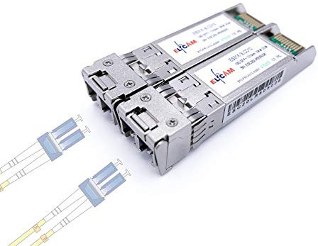 Elfcam® - 2 Stück, 10G SFP+, 10GBase-LR, Glasfaserkabel Duplex LC/UPC Singlemode (OS2) Stecker, 1310nm DDM 10KM