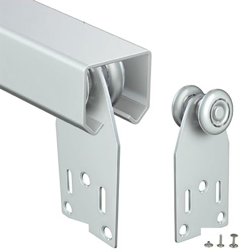 Rail Coulissant Monorail en Fer Galvanisé pour Bâches, 3 x 2,95 cm Complet Coulissants, Personnalisable, Système de Glissement avec Rail Guide pour Toile Coulissante pour Pergola (L. 100 CM)