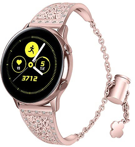 AISPORTS Compatible with Garmin Venu 2 Plus/Venu Sq 2 Strap, 20mm Slim Bling Diamonds Jewelry Bracelet Replacement for Garmin Vivoactive 5/Forerunner 55/245/645/Approach S42/S40/S12