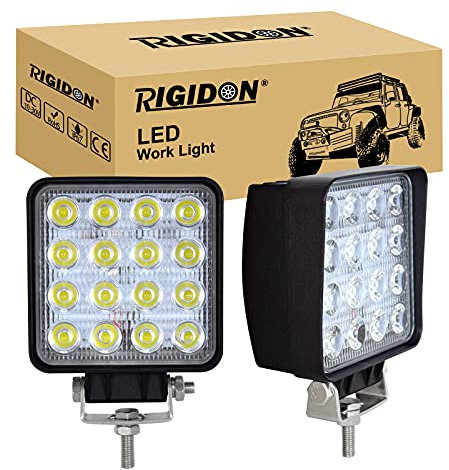 RIGIDON 2 Pcs Auto quad scheinwerfer, 4 Zoll 10cm 48W led flutstrahler, offroad beleuchtung für SUV ATV, Traktor, LKW, 4x4 6000K Weiß led nebelscheinwerfer, led arbeitslicht led arbeitsscheinwerfer