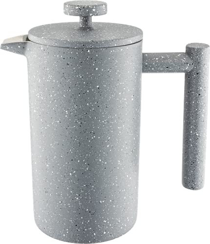 Café Olé CFD Cafetière, 350ml 1 Cup Double Walled Stainless Steel French Press Coffee Maker, Grey Granite Finish, CFD-03GG