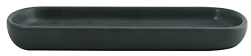 MSV Vassoio portaoggetti in Ceramica per Bagno Maonie Piatto per Frutta, tè, Cosmetici, Gioielli, Ovale per lavabo, Bagno, armadi, Verde Scuro Opaco