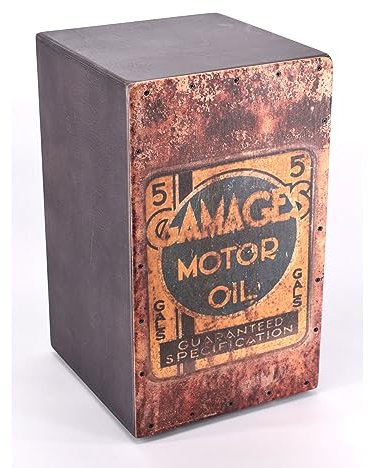 VOLT Cool Cajon 2 „Motor Oil“, Professionelle Cajon mit einstellbarem Snaresystem, Birkenholz, 4-fach Lackierung, Schlagfläche bedruckt, Made in Spain