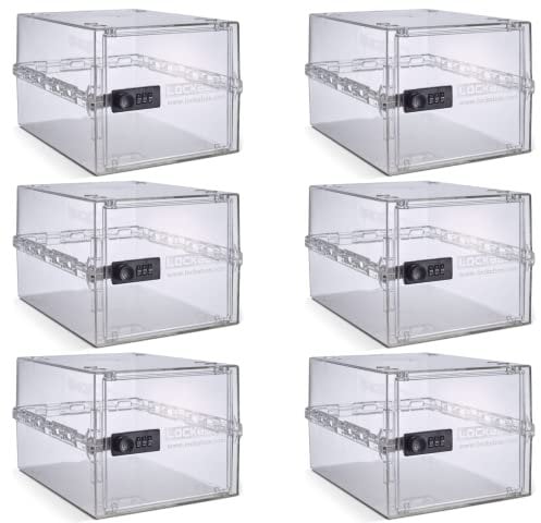 Lockabox One™ Business Bundle | Lot de 6 | Boîte de rangement verrouillable pour soins de santé, bureaux, cliniques et écoles (cristal)