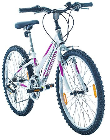 Multibrand Probike Adventure 24 Zoll Mountainbike 18 Gang Mädchen-Fahrrad & Jungen-Fahrrad, geeignet ab 130-155 cm (Weiß Rosa)