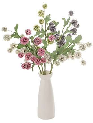 INIFLM 4 x künstliche Löwenzahn-Pflanzen, Pusteblumen, künstliche Löwenzahn, Blumensträuße mit Blättern, Kunststoff-Blumenkopf, Löwenzahn für Zuhause, DIY-Dekoration