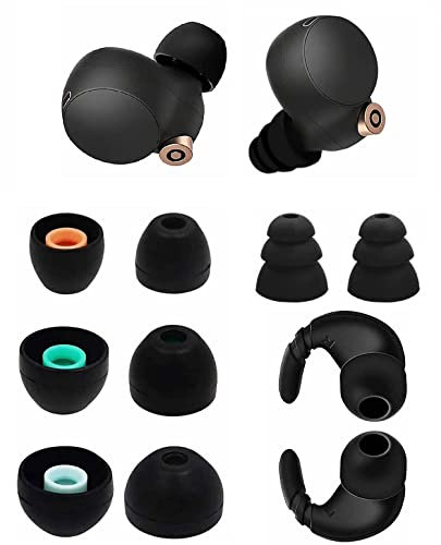 JNSA Replacement Ear Tips for Sony WF-C500, WF-1000XM4, WF-1000XM3, XB700, SP800N Silicone, 5 Pairs S/M/L/Triple Flange + Hook