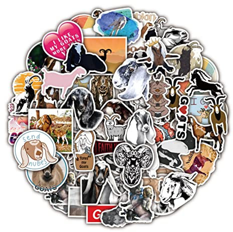 Bric Dodo 50 Stück Goat Aufkleber Auto Laptop Telefon Gitarre Skateboard Motorrad Fahrrad Ziege Stickers Set Vinyl Wasserdicht Aesthetic Aufkleber für Jugendliche Kinder Erwachsene