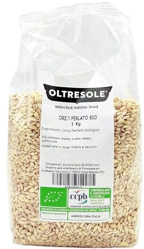 Oltresole, Orzo Perlato Italiano Biologico 1 kg, Cereale Bio Ricco di Fibre, Ottimo per Zuppe, Insalate e Minestre, Prodotto da Agricoltura Italiana, Confezione Ideale per Famiglie