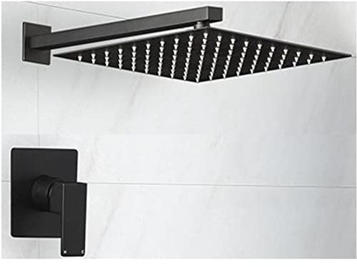 MILANO Manual Mixer Valve 300mm Wall Mounted Square Shower Head Black